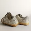 Super-Star für Damen aus gealtertem weißem Nubukleder mit Swarovski-Kristallen