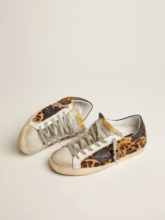Super-Star für Damen aus Leder mit Leopardenmuster