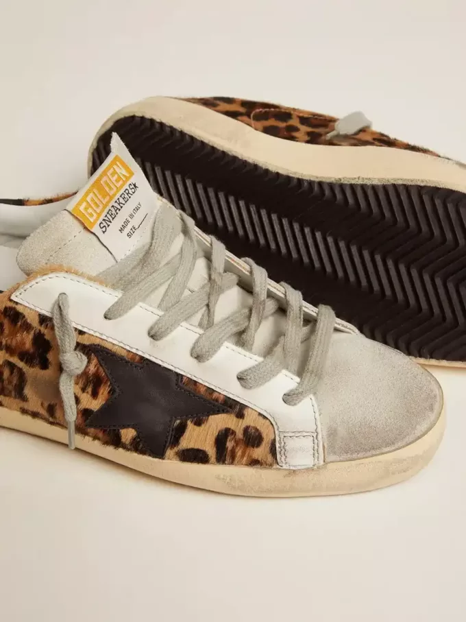 Super-Star für Damen aus Leder mit Leopardenmuster