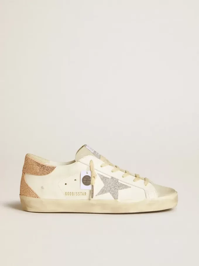 Super-Star für Damen aus Leder mit Swarovski-Kristallstern und Fersenlasche