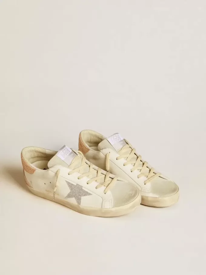 Super-Star für Damen aus Leder mit Swarovski-Kristallstern und Fersenlasche