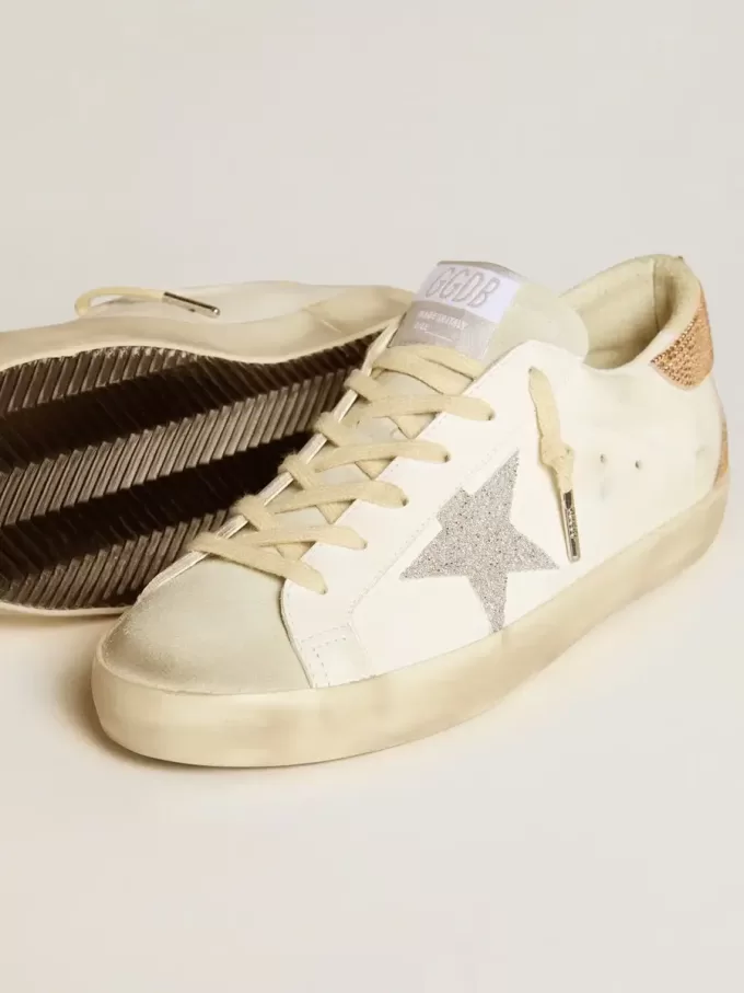 Super-Star für Damen aus Leder mit Swarovski-Kristallstern und Fersenlasche