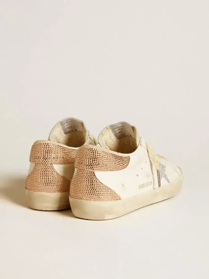 Super-Star für Damen aus Leder mit Swarovski-Kristallstern und Fersenlasche
