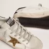 Super-Star für Damen aus Nappaleder mit goldenem Glitzerstern und schwarzer Glitzer-Fersenlasche