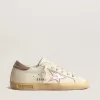 Super-Star für Damen aus weißem Nappaleder mit rosa Metallic-Lederstern