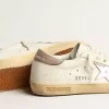 Super-Star für Damen aus weißem Nappaleder mit rosa Metallic-Lederstern