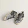 Super Star für Damen mit glitzerndem Obermaterial und silbernem Metallic-Lederstern