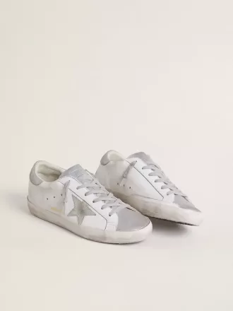 Super-Star für Damen mit grauem Wildlederstern und silbernen Glitzereinsätzen