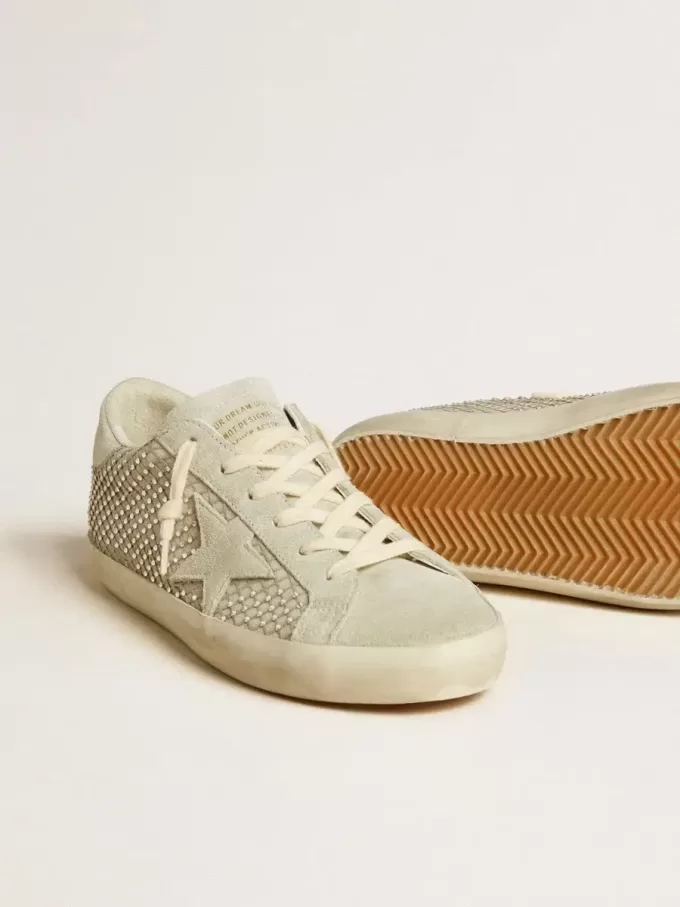 Super-Star für Damen mit grauem Wildlederstern und Swarovski-Kristall-Mesh Super-Star für Damen mit grauem Wildlederstern und Swarovski-Kristall-Mesh