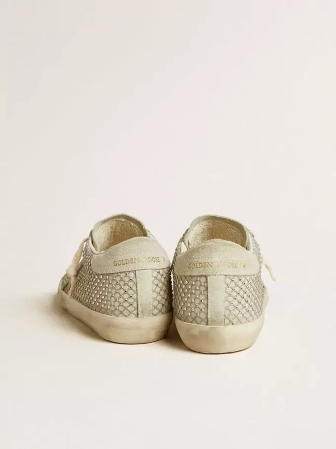 Super-Star für Damen mit grauem Wildlederstern und Swarovski-Kristall-Mesh Super-Star für Damen mit grauem Wildlederstern und Swarovski-Kristall-Mesh