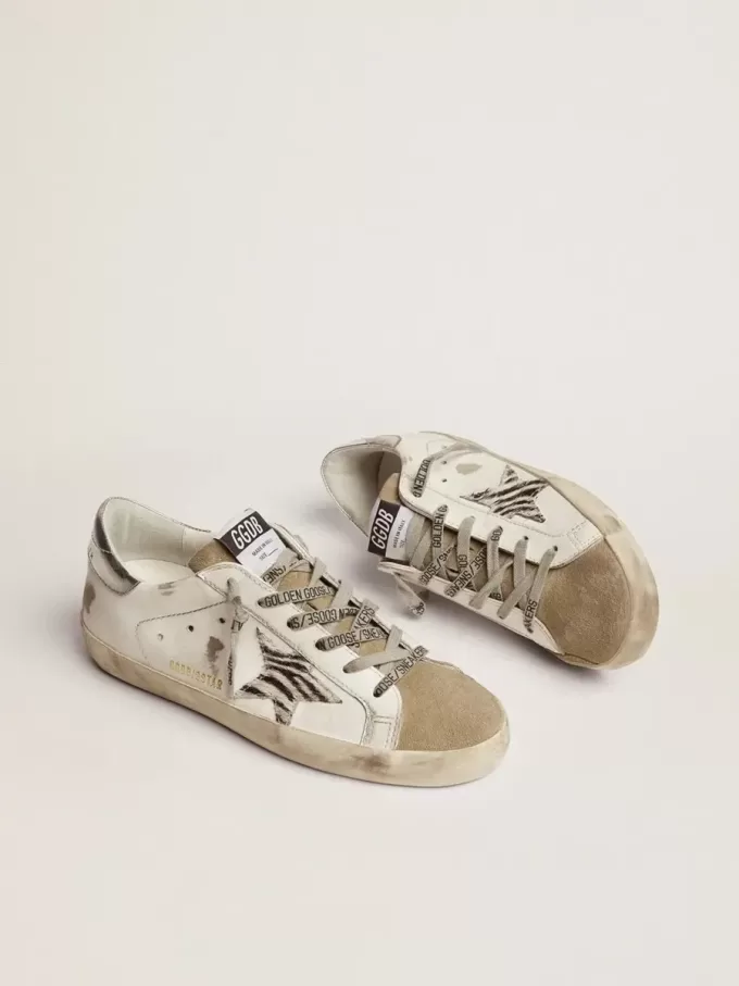 Super-Star für Damen mit Zebra-Print und Ponyfell-Stern