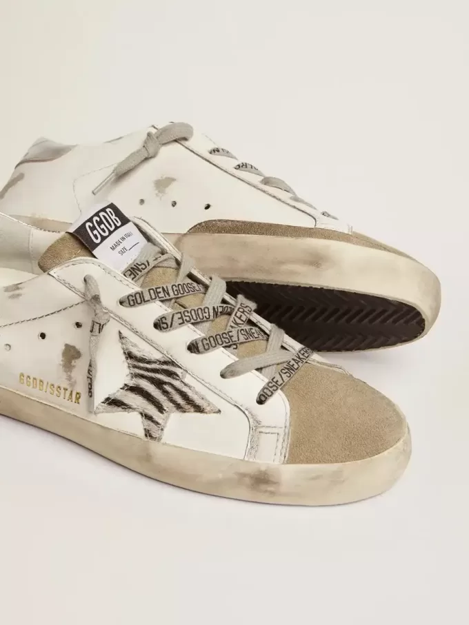 Super-Star für Damen mit Zebra-Print und Ponyfell-Stern