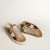 Super-Star LTD aus braunem Leder und tabakfarbenem Wildleder mit weißem Stern Super-Star LTD aus braunem Leder und tabakfarbenem Wildleder mit weißem Stern