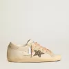 Super-Star LTD aus Leder mit beigem Wildlederstern und Swarovski-Nieten