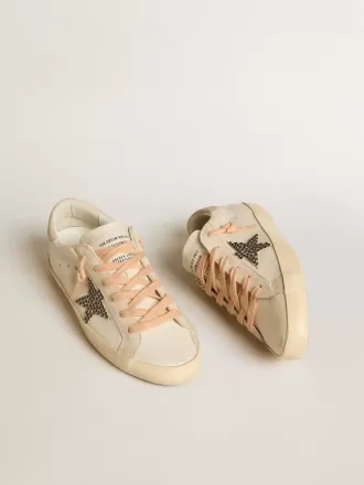 Super-Star LTD aus Leder mit beigem Wildlederstern und Swarovski-Nieten