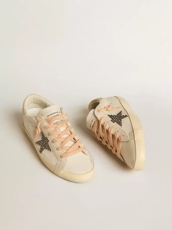 Super-Star LTD aus Leder mit beigem Wildlederstern und Swarovski-Nieten