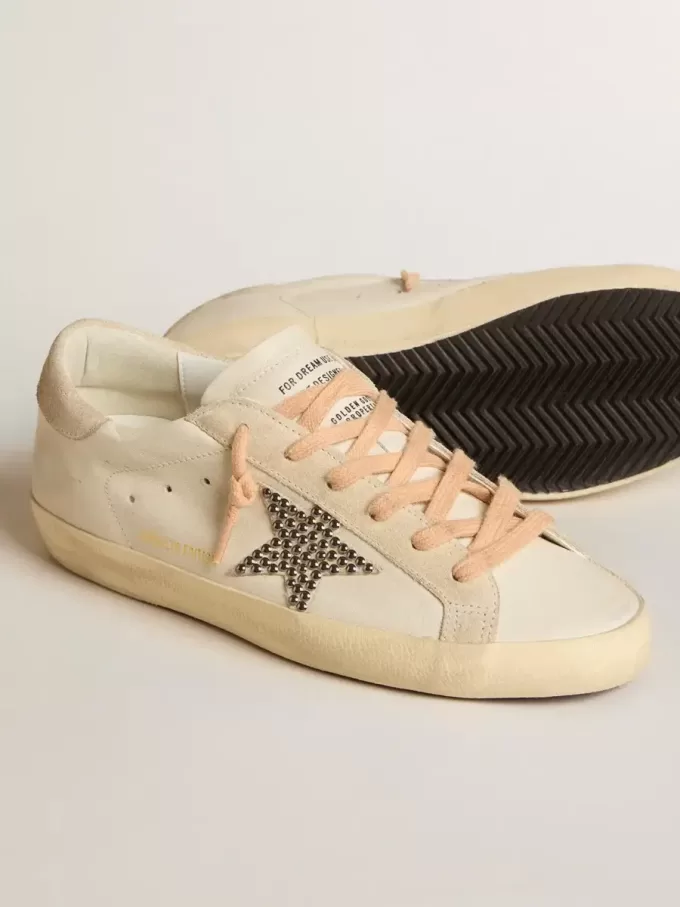 Super-Star LTD aus Leder mit beigem Wildlederstern und Swarovski-Nieten