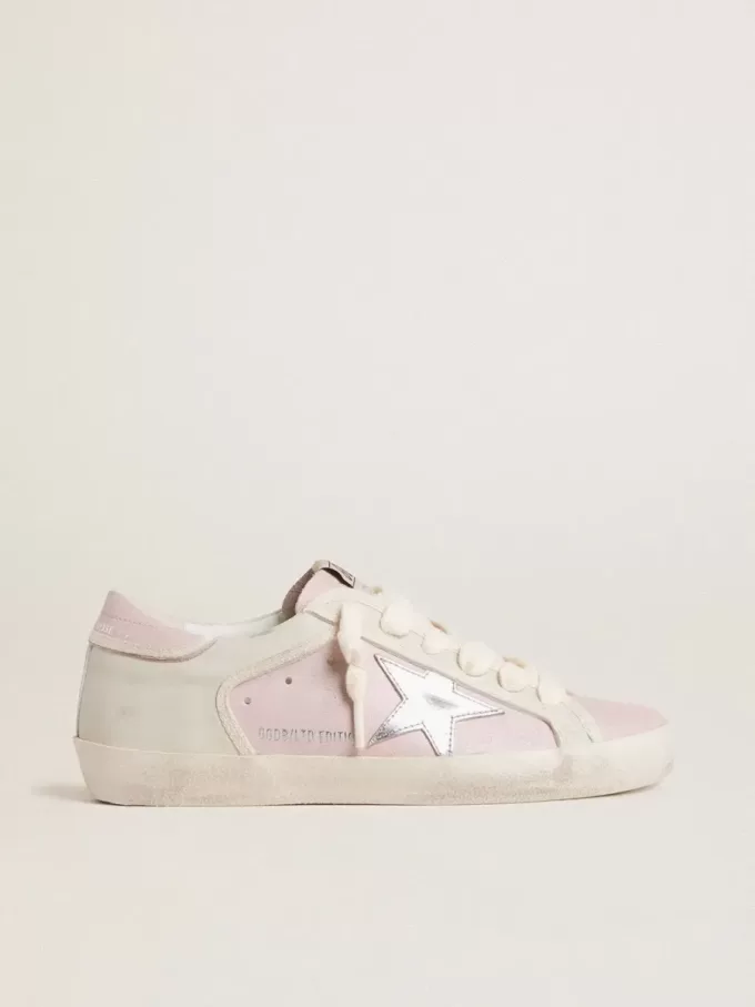 Super-Star LTD aus rosa Leder mit silberfarbenem Lederstern und rosa Lederabsatzlasche