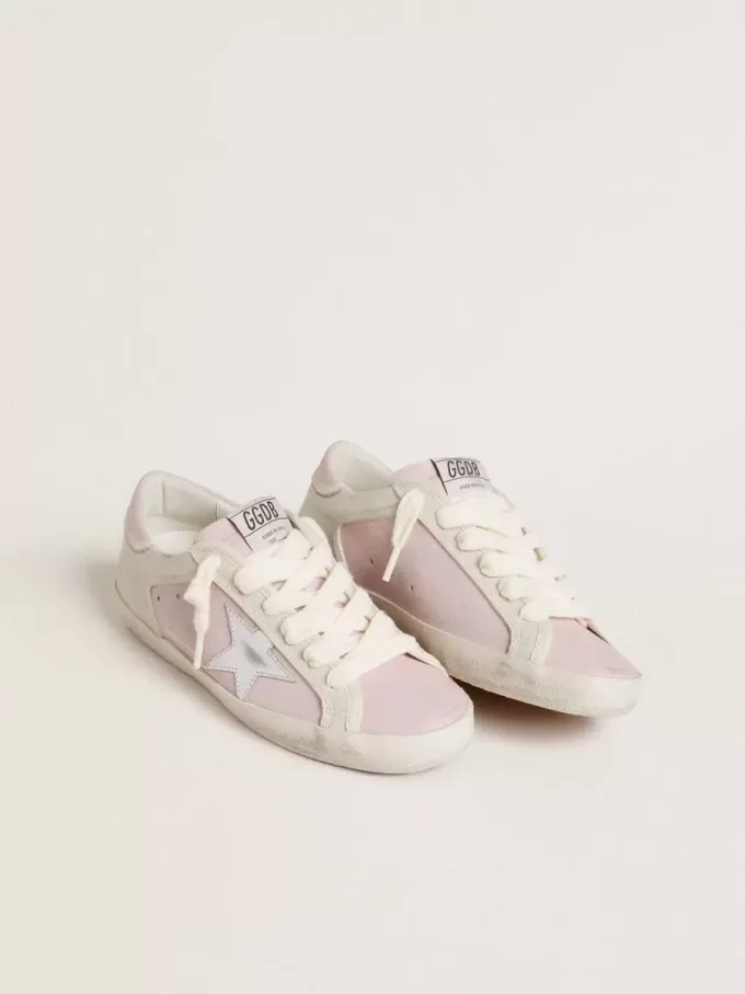 Super-Star LTD aus rosa Leder mit silberfarbenem Lederstern und rosa Lederabsatzlasche