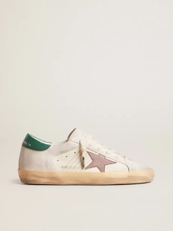 Super-Star LTD aus Wildleder mit rosa Lederstern und grüner Fersenlasche