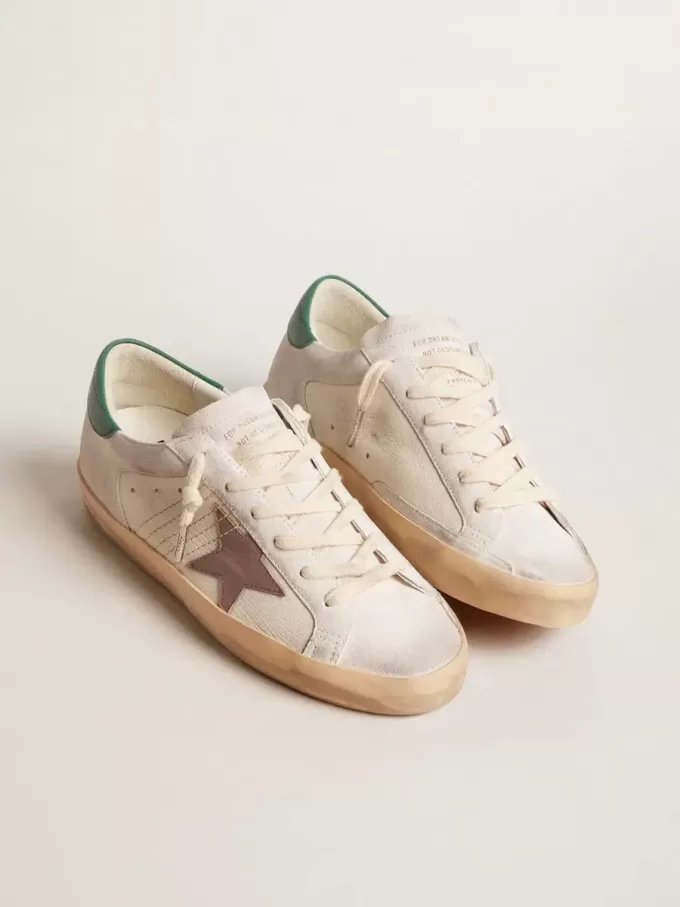 Super-Star LTD aus Wildleder mit rosa Lederstern und grüner Fersenlasche
