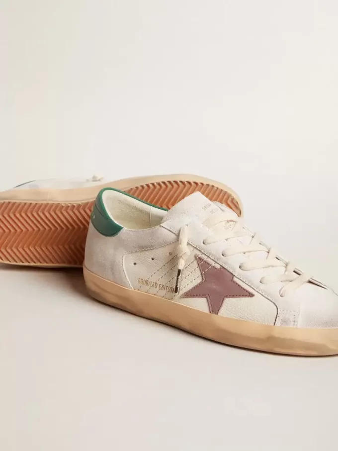 Super-Star LTD aus Wildleder mit rosa Lederstern und grüner Fersenlasche