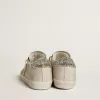Super-Star LTD für Damen aus elfenbeinfarbenem Nappaleder mit platinfarbenem Glitzerstern und Fersenlasche