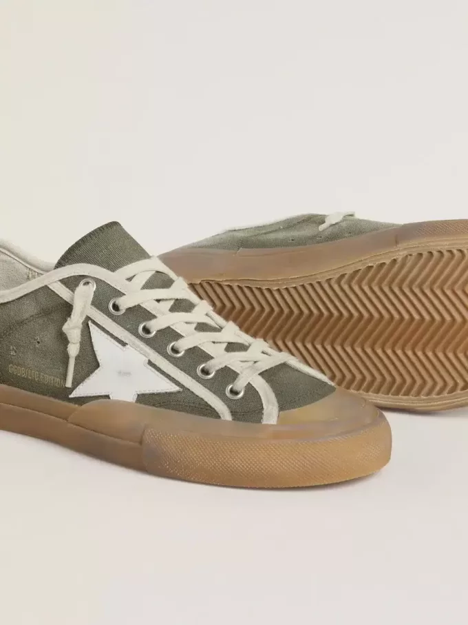 Super-Star LTD für Damen aus grünem Canvas mit weißem Lederstern