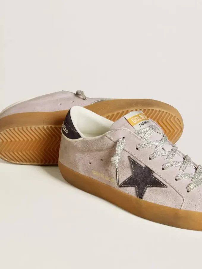 Super-Star LTD für Damen aus lila Wildleder mit mitternachtsblauem Wildlederstern und Fersenlasche