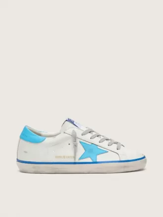 Super-Star LTD für Damen aus weißem Leder mit hellblauem Lederstern und Fersenlasche