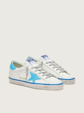 Super-Star LTD für Damen aus weißem Leder mit hellblauem Lederstern und Fersenlasche