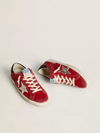 Super-Star LTD für Damen in rotem Nubukleder mit Lederstern und glitzernder Fersenlasche