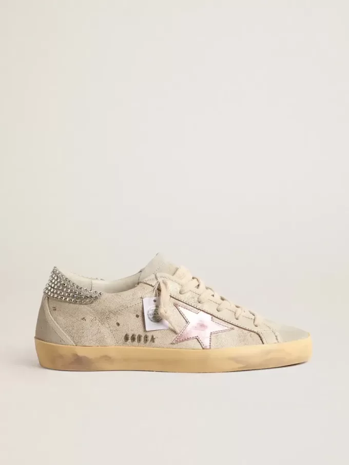 Super-Star LTD in Ecru mit Fersenlasche aus Swarovski-Kristallen
