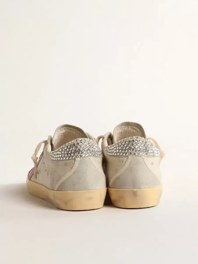 Super-Star LTD in Ecru mit Fersenlasche aus Swarovski-Kristallen