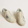 Super-Star LTD mit cremefarbenem Lederstern mit Swarovski-Kristallen und blauem Lederabsatz mit Eidechsenprint