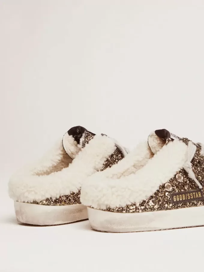 Super-Star Sabot für Damen mit Glitzer und Lammfellfutter Super-Star Sabot für Damen mit Glitzer und Lammfellfutter