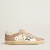 Super-Star-Sneaker für Damen aus rosa Wildleder mit silbermetallischem Lederstern