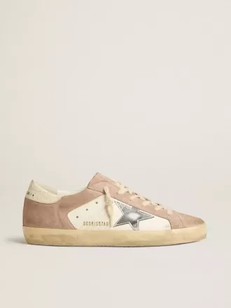 Super-Star-Sneaker für Damen aus rosa Wildleder mit silbermetallischem Lederstern