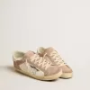 Super-Star-Sneaker für Damen aus rosa Wildleder mit silbermetallischem Lederstern