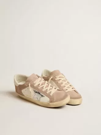 Super-Star-Sneaker für Damen aus rosa Wildleder mit silbermetallischem Lederstern