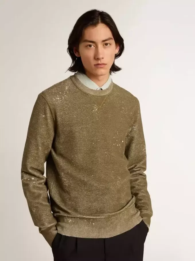 Sweatshirt aus Baumwolle in Buchefarbe mit Vintage-Effekt Sweatshirt aus Baumwolle in Buchefarbe mit Vintage-Effekt