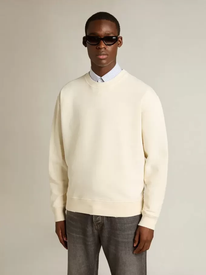 Sweatshirt in Altweiß mit umgekehrtem Logo auf der Rückseite – Jersey Capsule