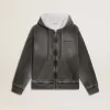 Sweatshirt in Anthrazit mit Sprüheffekt und Nieten