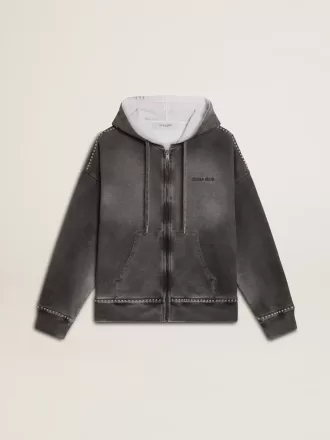 Sweatshirt in Anthrazit mit Sprüheffekt und Nieten