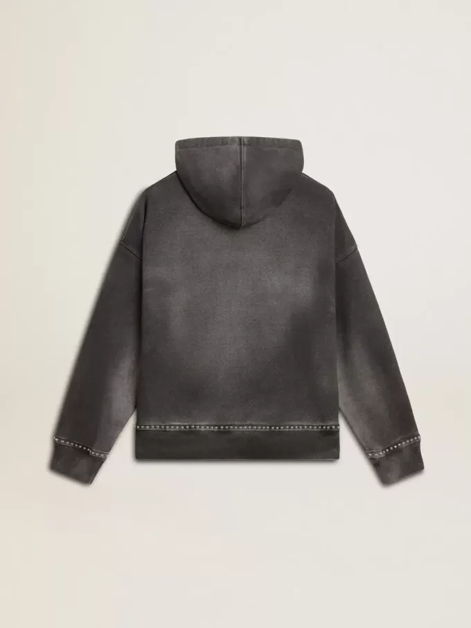 Sweatshirt in Anthrazit mit Sprüheffekt und Nieten
