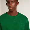 Sweatshirt mit Rundhalsausschnitt aus grünem Baumwollfleece Sweatshirt mit Rundhalsausschnitt aus grünem Baumwollfleece