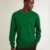 Sweatshirt mit Rundhalsausschnitt aus grünem Baumwollfleece Sweatshirt mit Rundhalsausschnitt aus grünem Baumwollfleece