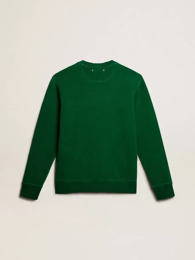 Sweatshirt mit Rundhalsausschnitt aus grünem Baumwollfleece Sweatshirt mit Rundhalsausschnitt aus grünem Baumwollfleece