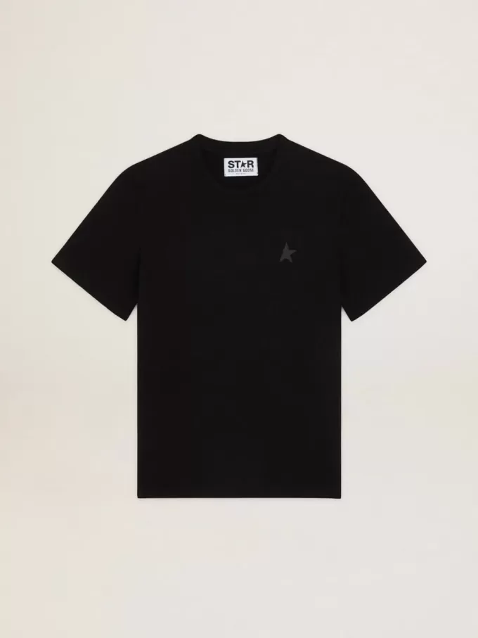 T-Shirt aus der Black Star Collection mit ton-in-ton Stern auf der Vorderseite T-Shirt aus der Black Star Collection mit ton-in-ton Stern auf der Vorderseite