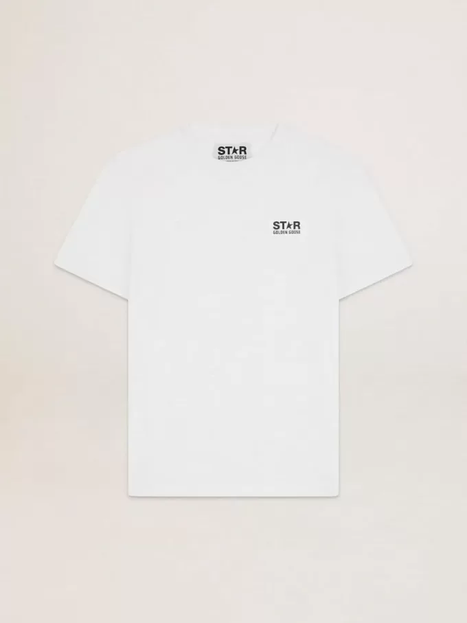 T-Shirt aus der White Star Collection mit kontrastierendem schwarzem Logo und Stern T-Shirt aus der White Star Collection mit kontrastierendem schwarzem Logo und Stern